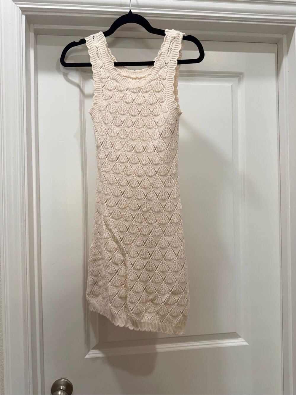 Art Class Girls Cream Knit Sleeveless Dress Size L Large Textured Shift
